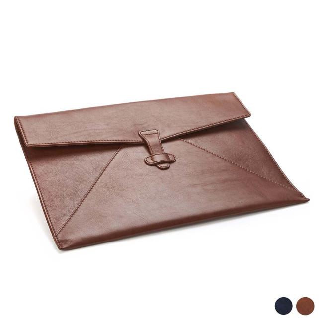 Promotional Accent SandRingham Leather Under Arm Folio / Laptop Case With Strap to Close