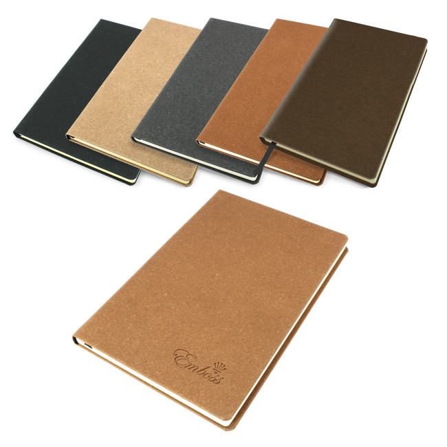 Promotional Palma Natural Recycled Leather A5 Casebound Notebook - Image 2