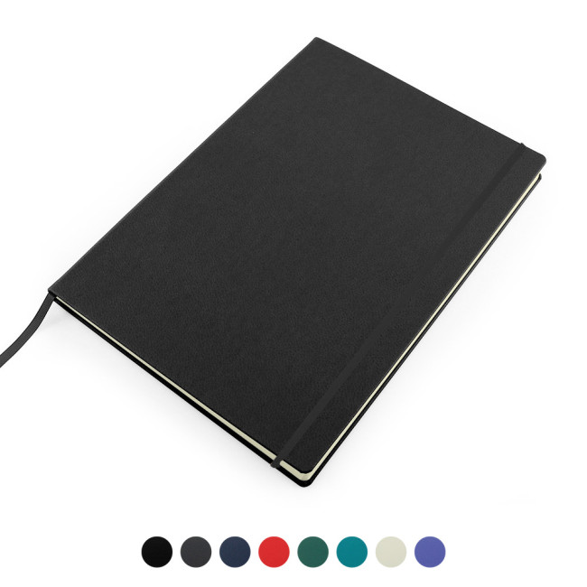 Promotional Recycled ELeather A4 Casebound Notebook With Elastic Strap - Image 2