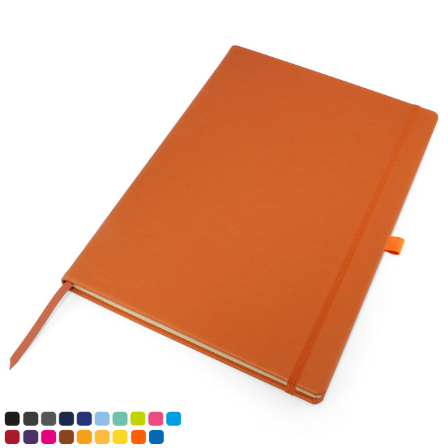 Promotional Torino Vegan Soft Touch A4 Casebound Notebook With Elastic Strap & Pen Loop - Image 2