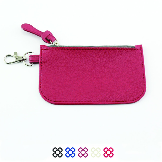 Promotional Mini Zipped Pouch With Bag Clip In Recycled Como Vegan PU