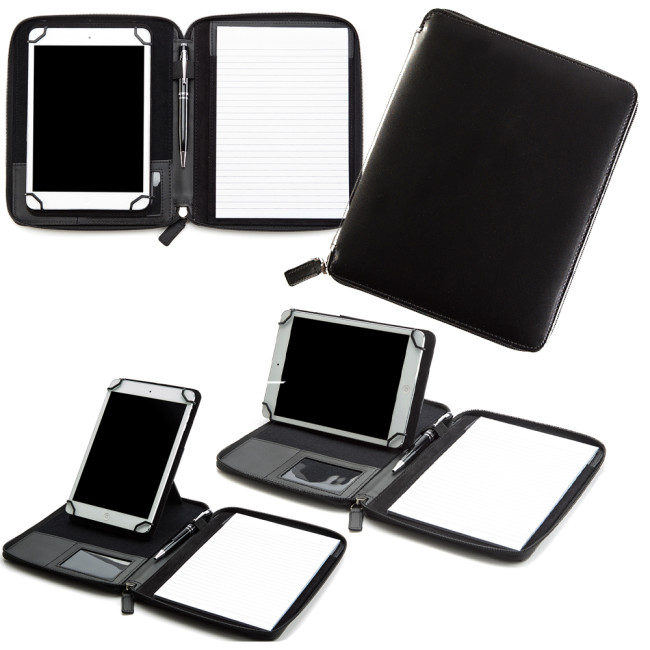 Promotional Mini Zipped Adjustable Tablet Holder With a Multi Position Tablet Stand