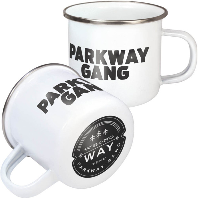 Promotional Premium Steel Rim Enamel Mugs 285ml