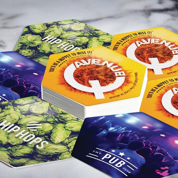 Promotional Hexagonal  Shaped Premium Beer Mat