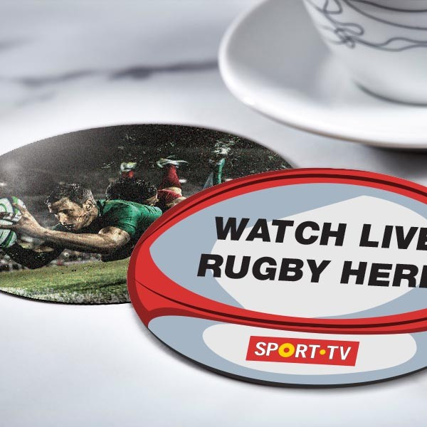 Promotional Rugby Ball Shaped Premium Beer Mat