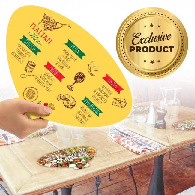 Promotional 3-in-1 Placemat, Menu and Hand Fan