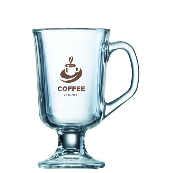 Promotional Bock Footed Glass Coffee Mug 290ml