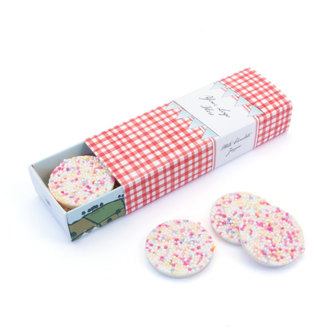 Promotional Summer Eco Matchbox White Choc Jazzies