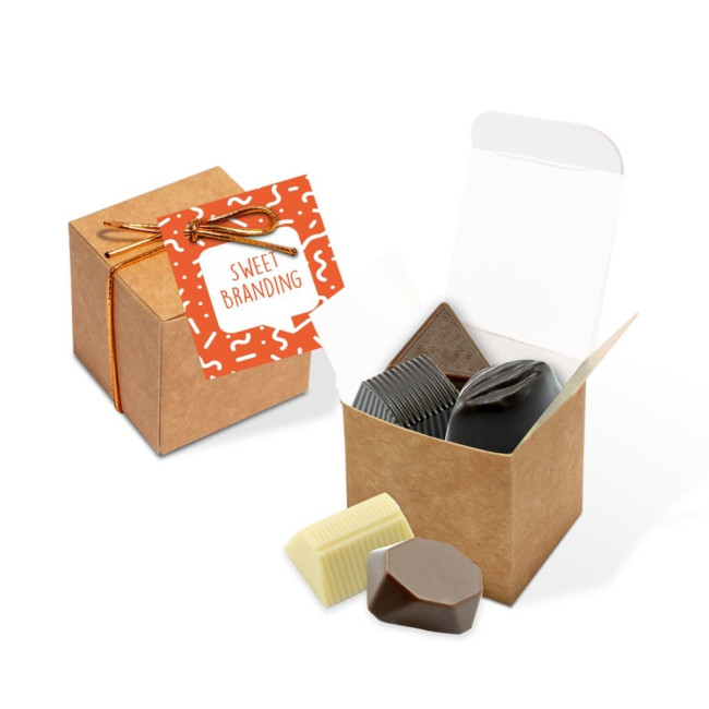 Promotional Eco Kraft Cube Chocolate Truffles x5