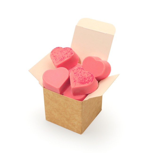 Promotional Eco Kraft Cube Raspberry Heart Chocolate Truffles