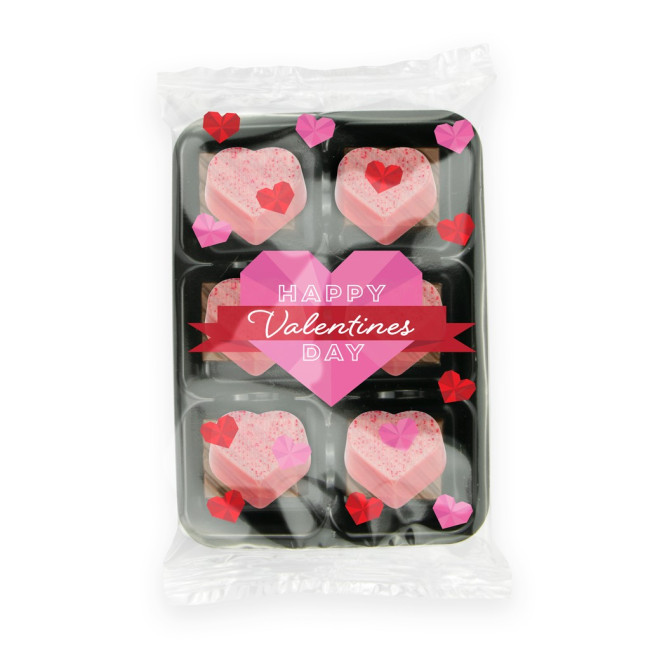 Promotional Valentines Flow Wrapped Tray Raspberry Heart Chocolate Truffles