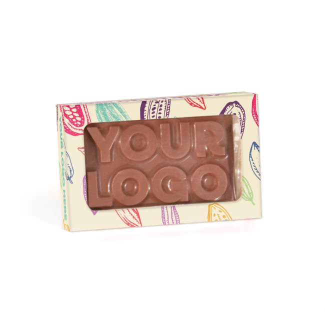 Promotional Eco Window Box 3D Bespoke Milk Chocolate Bar 41% Cocoa