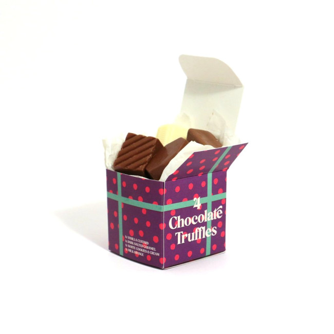 Promotional Winter Eco Maxi Cube Chocolate Truffles x4