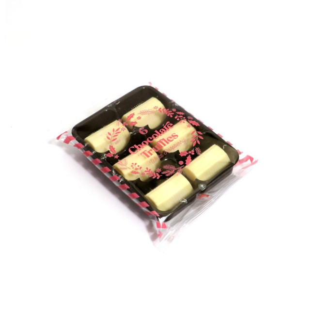 Promotional Winter Flow Wrapped Tray White Raspberry Chocolate Truffles x6