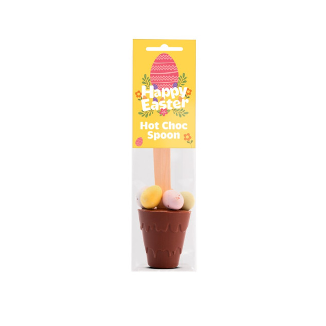 Promotional Easter Info Card Hot Choc Spoon with Speckled Eggs