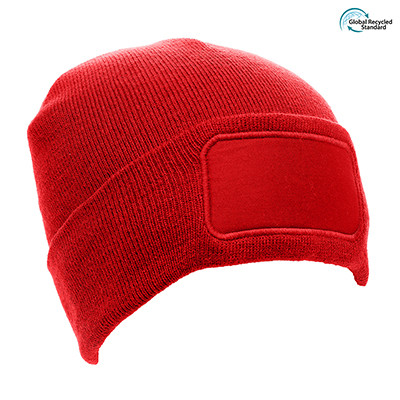 Promotional Recycled Rectangular Patch Beanie Hat - Image 1