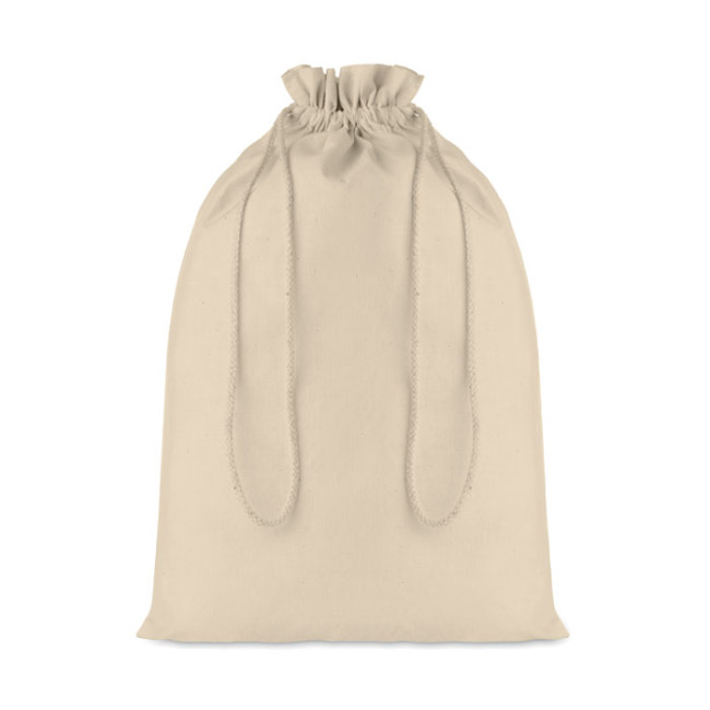 Promotional Large Cotton Draw Cord Bag Beige