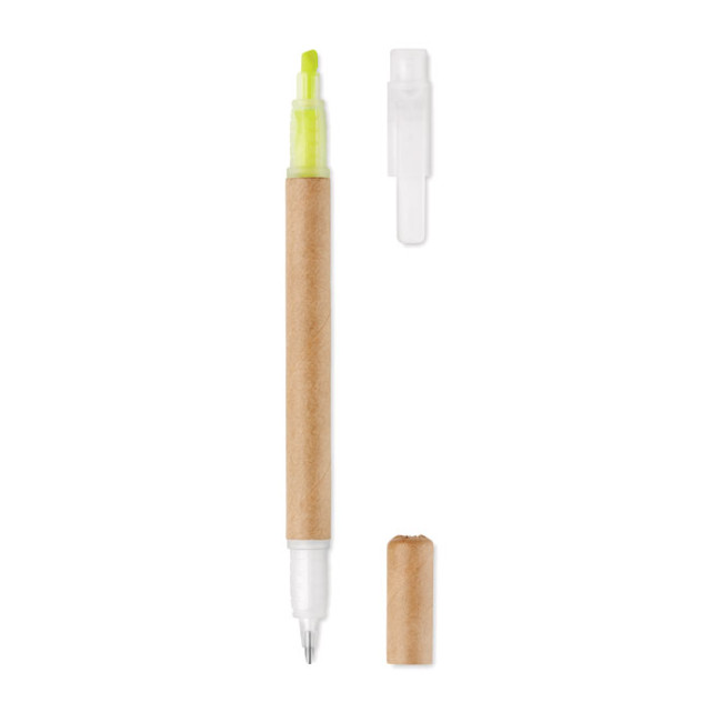 Promotional 2 in 1 Carton Pen Highlighter