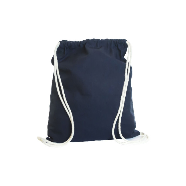 Promotional Navy Cotton Drawstring Bag