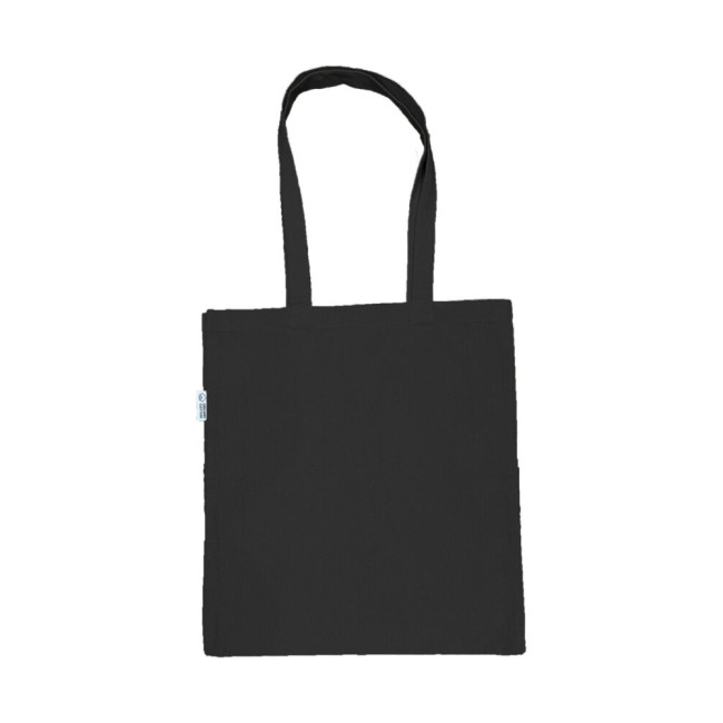 Promotional 8oz Black Organic Cotton Shopper With Gusset