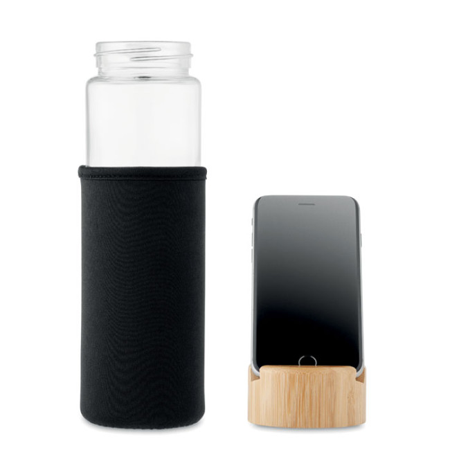 Promotional Glass Bottle Bamboo Lid 600ml - Image 1