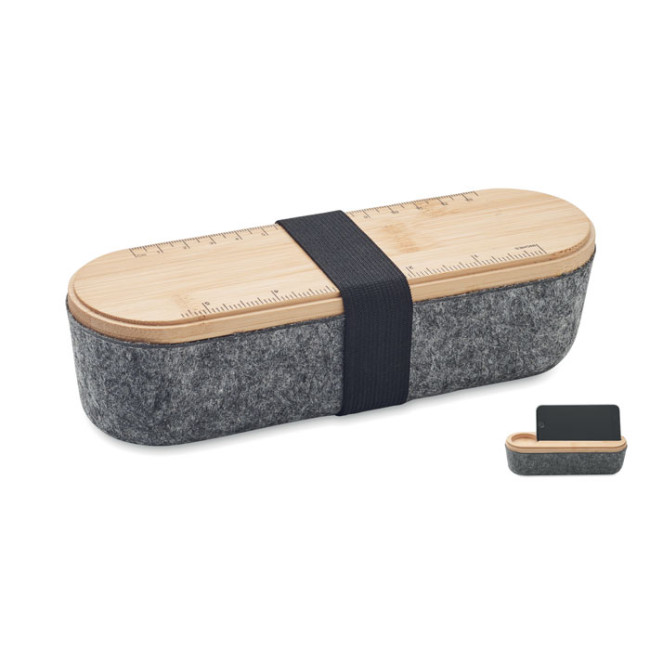 Promotional RPET Felt Pencil Case With Bamboo Lid