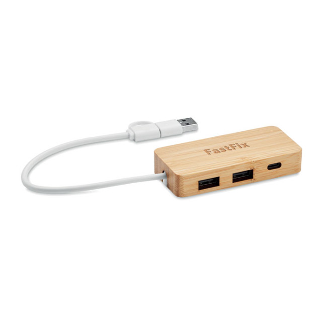 Promotional Bamboo USB 3 Ports Hub