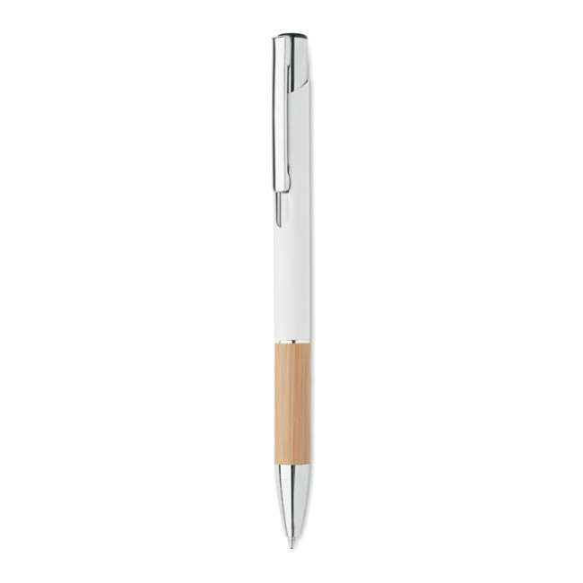 Promotional Push Button Aluminium Pen With Bamboo Grip - Image 2