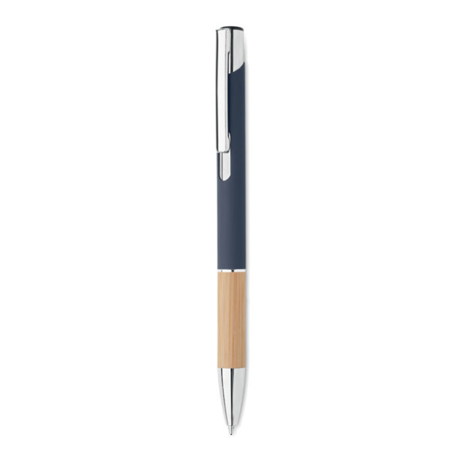 Promotional Push Button Aluminium Pen With Bamboo Grip - Image 1