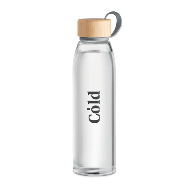 Promotional Glass Bottle With Bamboo Lid 500ml