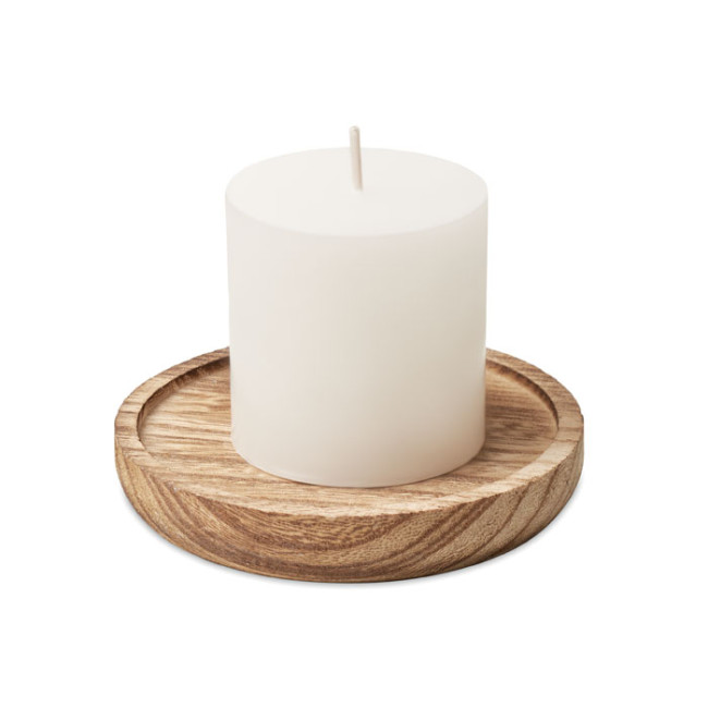 Promotional Candle On Round Wooden Base