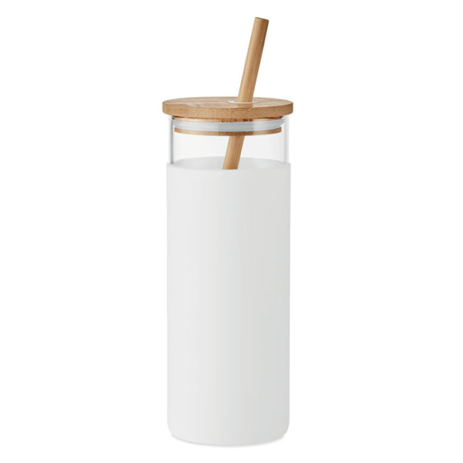 Promotional Glass Tumbler 450ml Bamboo Lid - Image 2