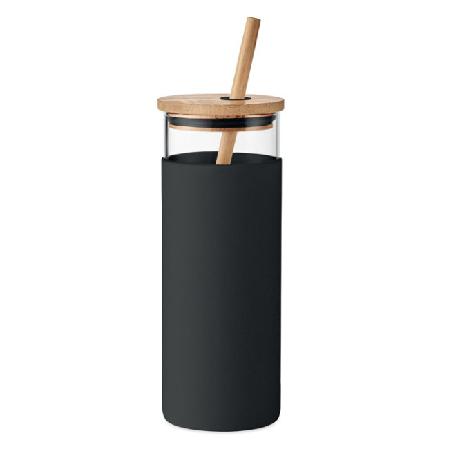 Promotional Glass Tumbler 450ml Bamboo Lid - Image 1