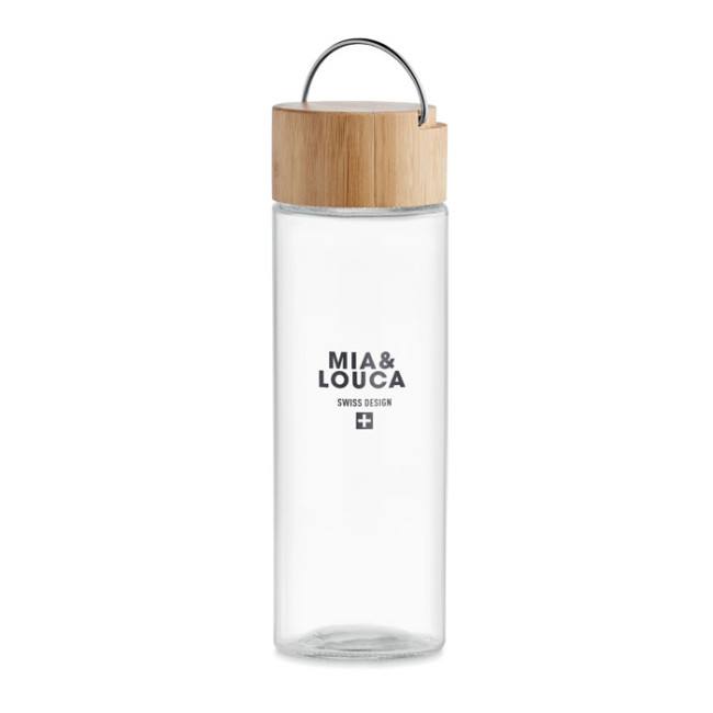 Promotional Glass Bottle 500ml Bamboo Lid