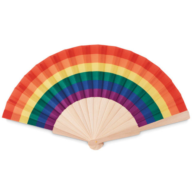 Promotional Rainbow Wooden Hand Fan