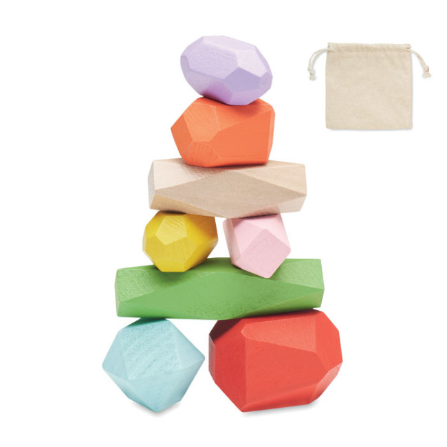 Promotional 8 Stacking Wood Rocks In Pouch