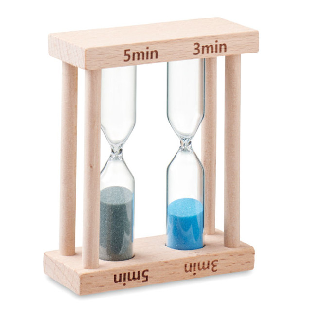 Promotional Set Of 2 Wooden Sand Timers