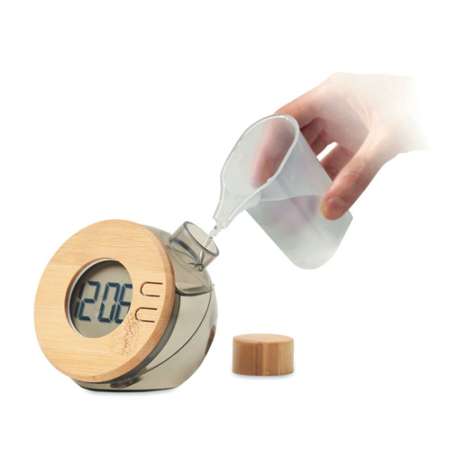 Promotional Water Powered Bamboo LCD Clock