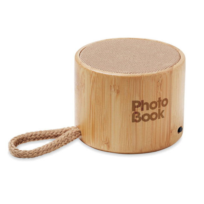 Promotional Round Bamboo Wireless Speaker