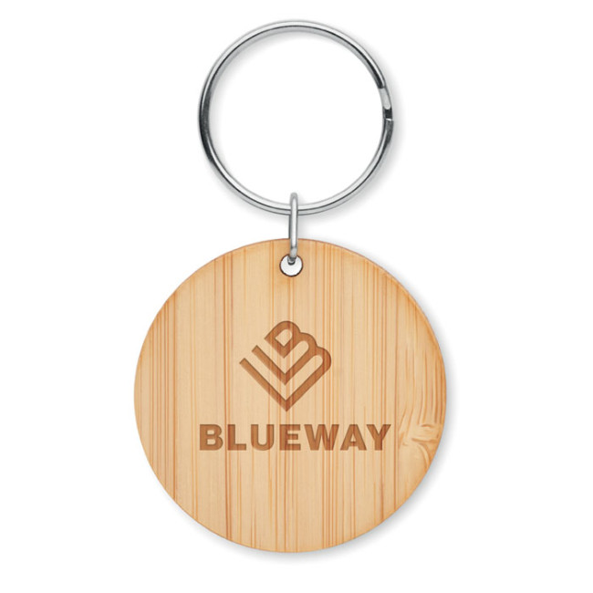 Promotional Round Bamboo Key Ring