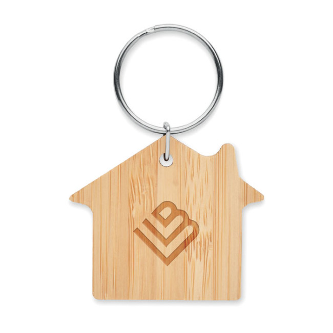 Promotional House Shaped Bamboo Key Ring