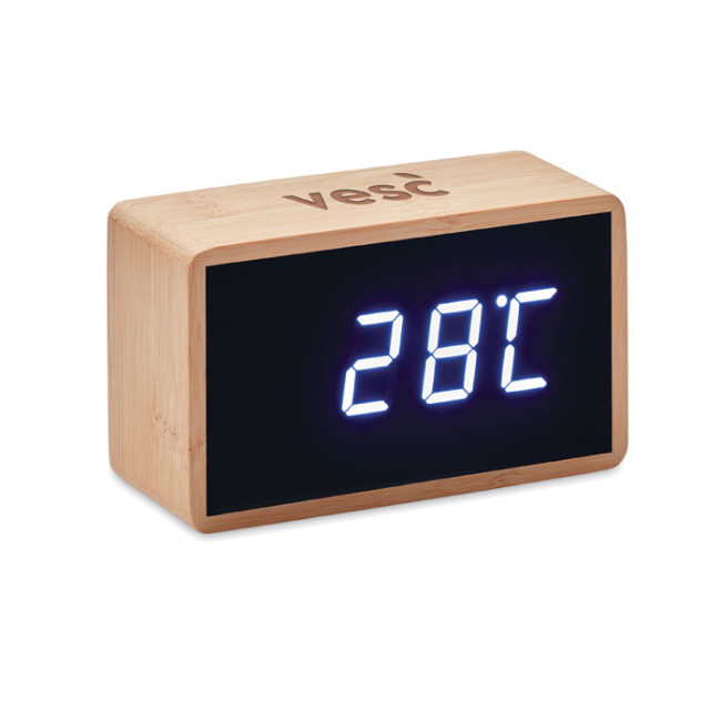 Promotional LED Alarm Clock Bamboo Casing