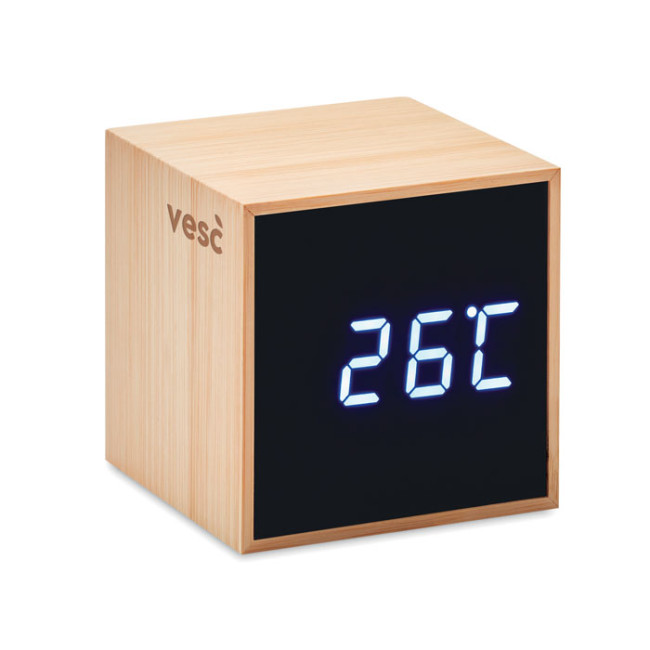 Promotional LED Alarm Clock Bamboo Casing