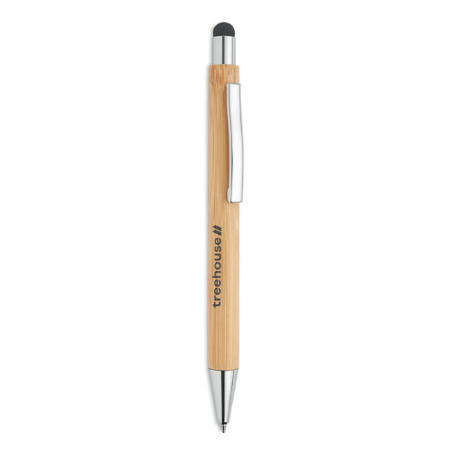 Promotional Bamboo Stylus Pen Blue Ink