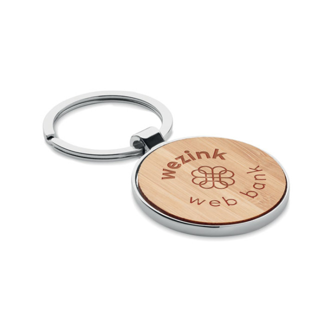 Promotional Round Key Ring Metal Bamboo