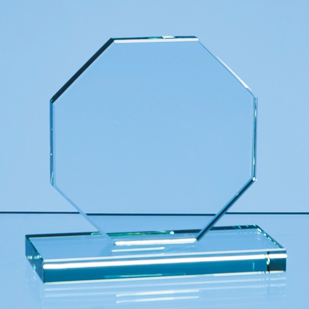 Promotional 10cm x 10cm x 12mm Jade Glass Octagon Award