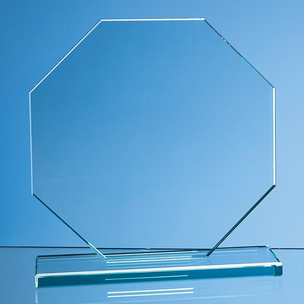 Promotional 20cm x 20cm x 12mm Jade Glass Octagon Award