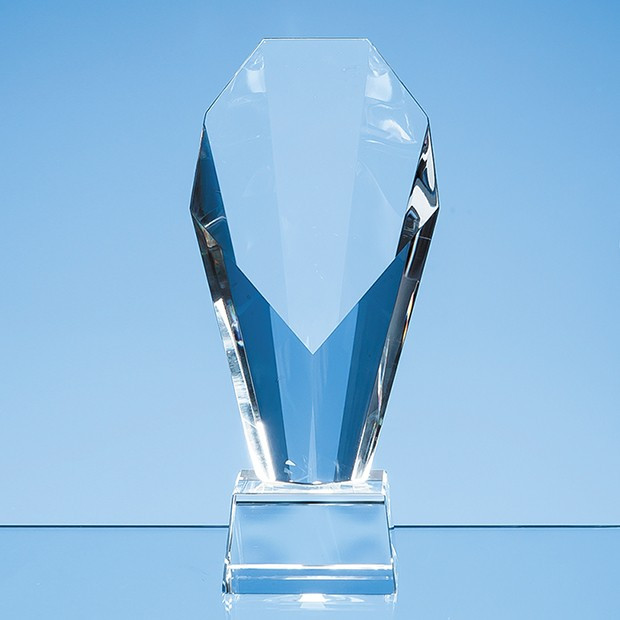 Promotional 18.5cm Optical Crystal Mounted Diamond Award