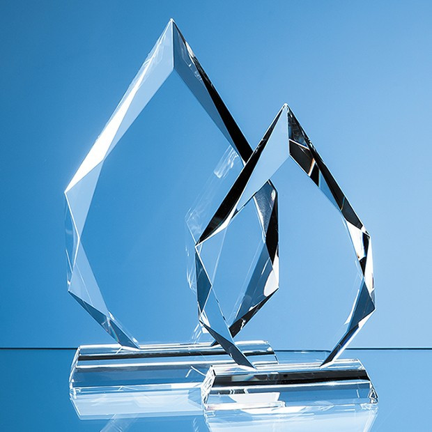 Promotional 15cm x 10.5cm x 20mm Clear Glass Facetted Diamond Peak Award