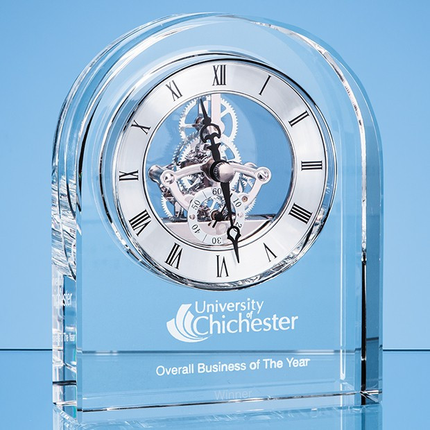 Promotional 14.5cm Optical Crystal Arched Clock